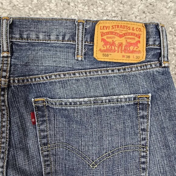 Levis 559 Jeans Men 38x30 (Fits 37x28.5) Blue Relaxed Straight Fit Denim Skater - Picture 8 of 13
